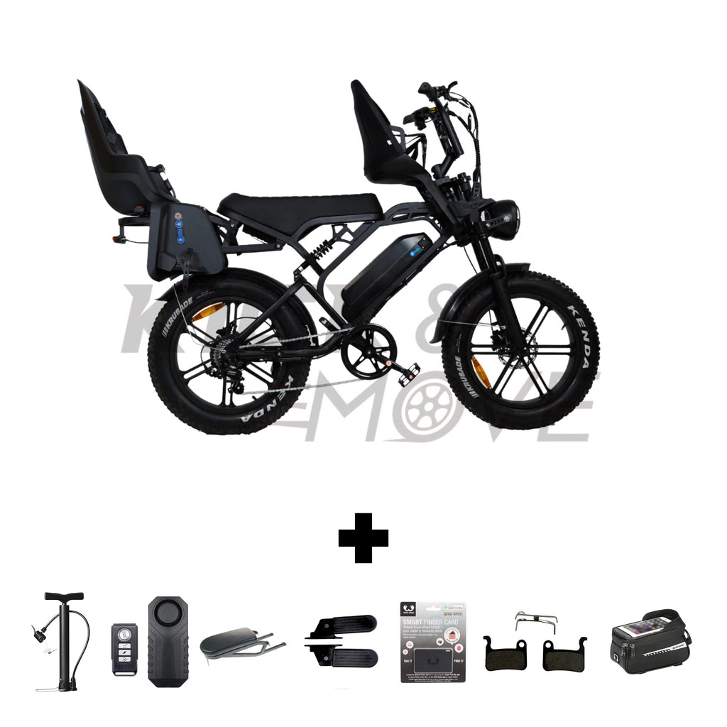 Super-Angebot! Kick&Move V20 PRO 9.0 2025 Familien-Fatbike - Schwarz - Hydraulische Bremsen