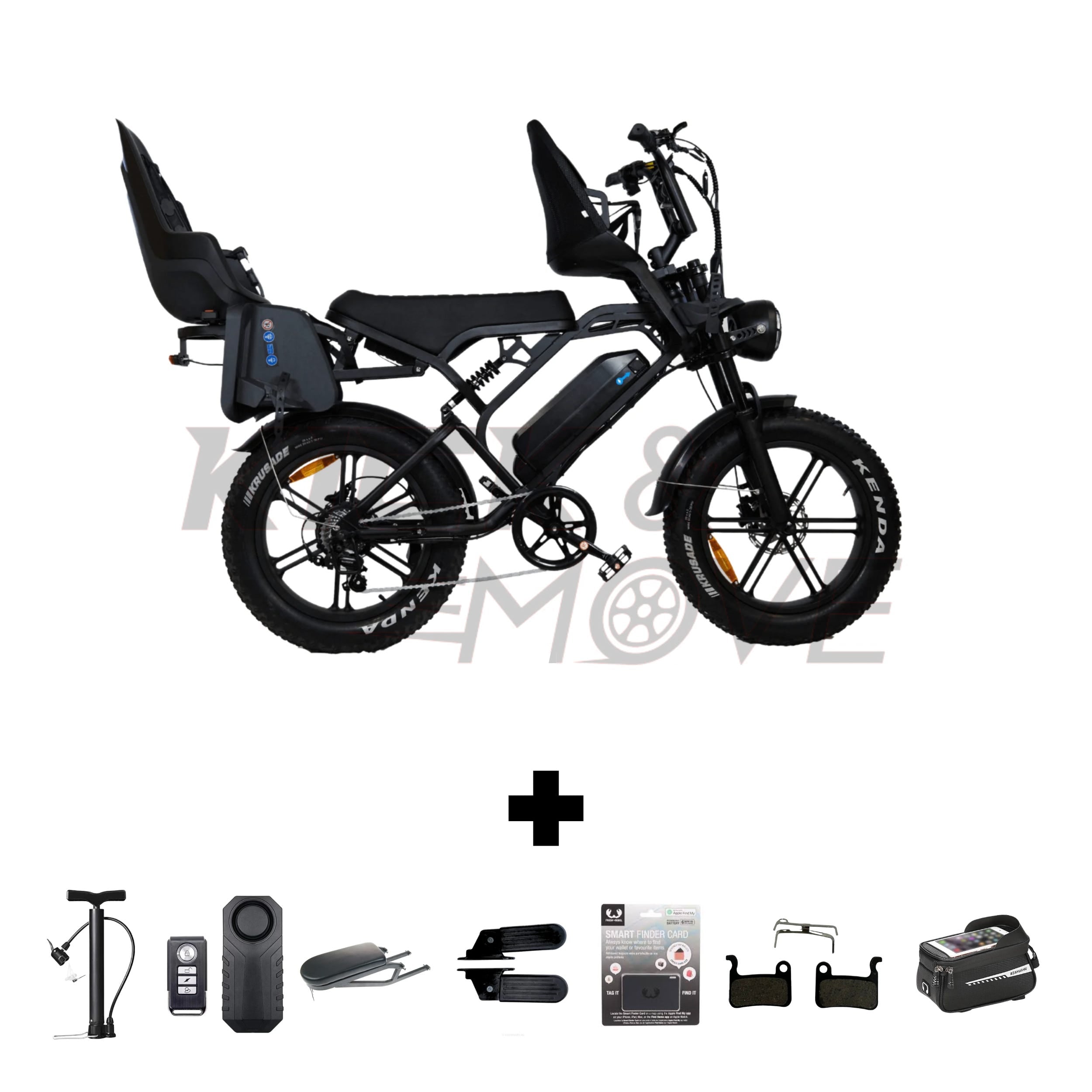 Super-Angebot! Kick&Move V20 PRO 9.0 2025 Familien-Fatbike - Schwarz - Hydraulische Bremsen
